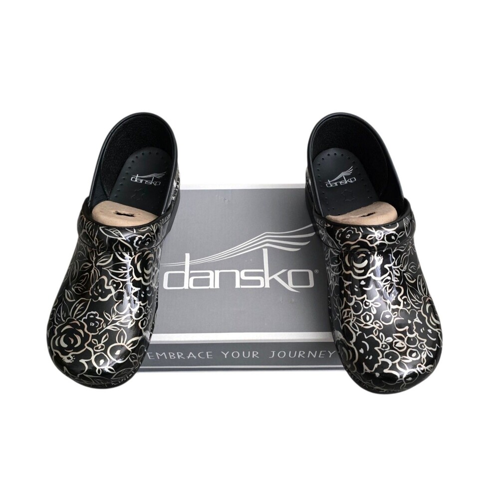 Dansko Clog Shoes Womens US Size 9.5 -10  EU Size 40 Metallic Rose Black Gold